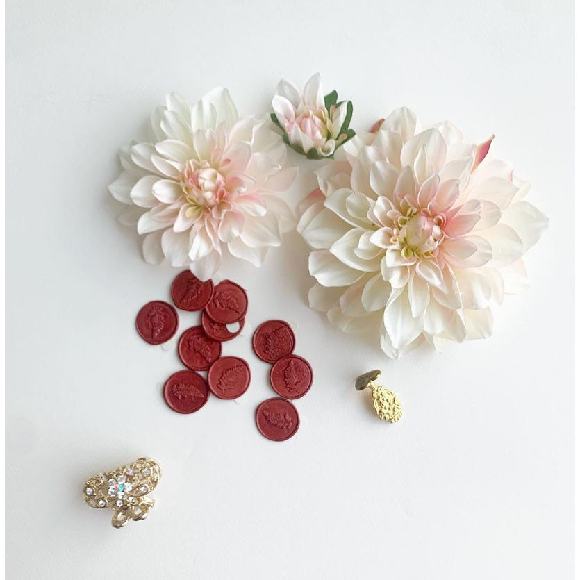 

(ASC) Palm (Wine Red) - 1 pcs Wax Seal Coin Wedding / Segel instan undangan siap pakai sudah include double tape / Tanpa minimum / DIY / Art / Vintage Candle / calligraphy / Hampers