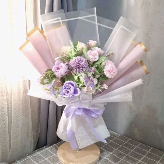 [COD] Buket bunga artificial awet sage green buket tunangan buket wisuda