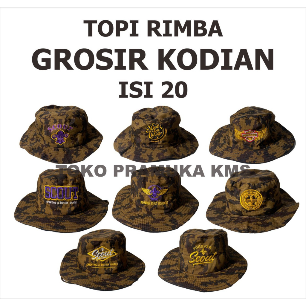 Topi Rimba Loreng Pramuka Kodian isi 20 Grosir Topi Scout Bordir