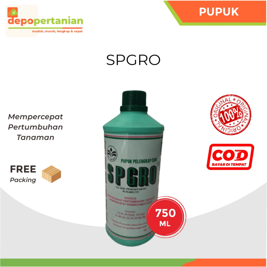 Depo Pertanian - Pupuk Pelengkap Cair SP GROW Hijau 750 ml Supergro SPGRO
