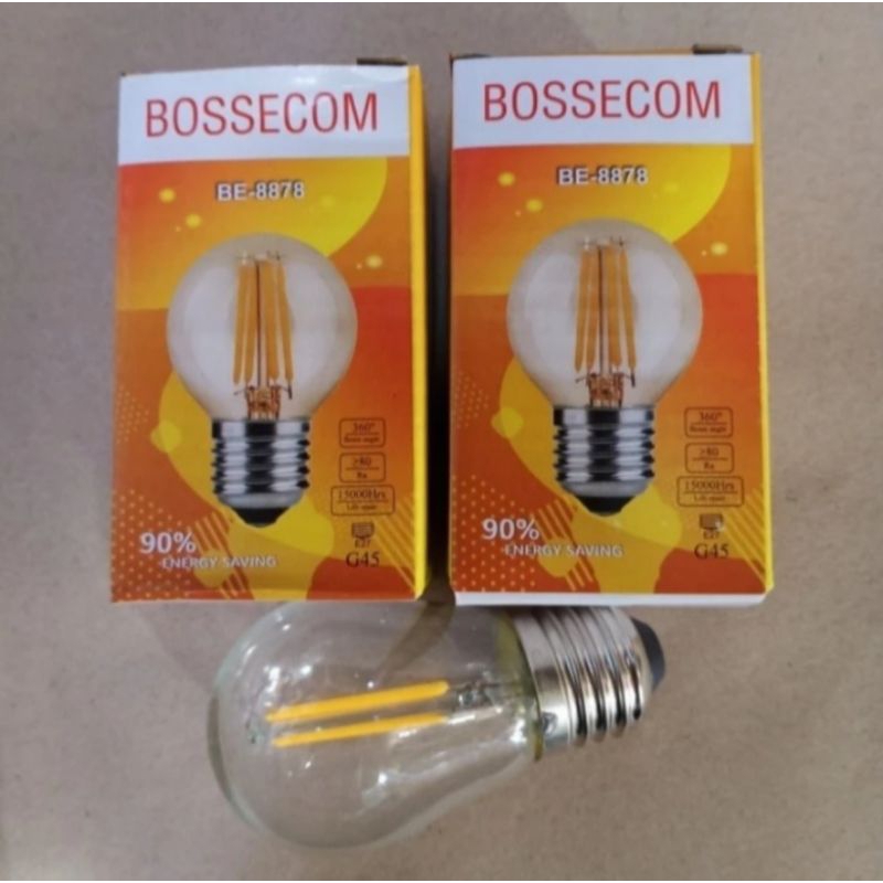 Lampu Bohlam LED Kuning Filamen 2 Watt BOSSECOM/Lampu Hias outdoor