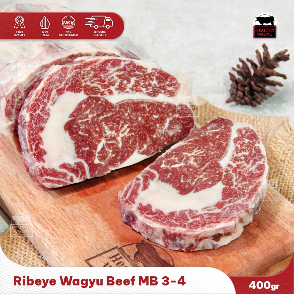 

Ribeye Wagyu Beef Steak Marbling 3-4 400gr Healthy Wagyu