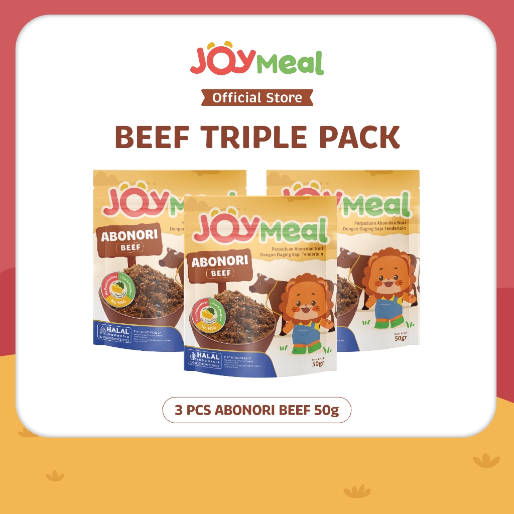 

JoyMeal AboNori Beef Original 50gr Triple Pack 3pcs | Perpaduan Abon dan Nori dengan Daging Sapi Tenderloin