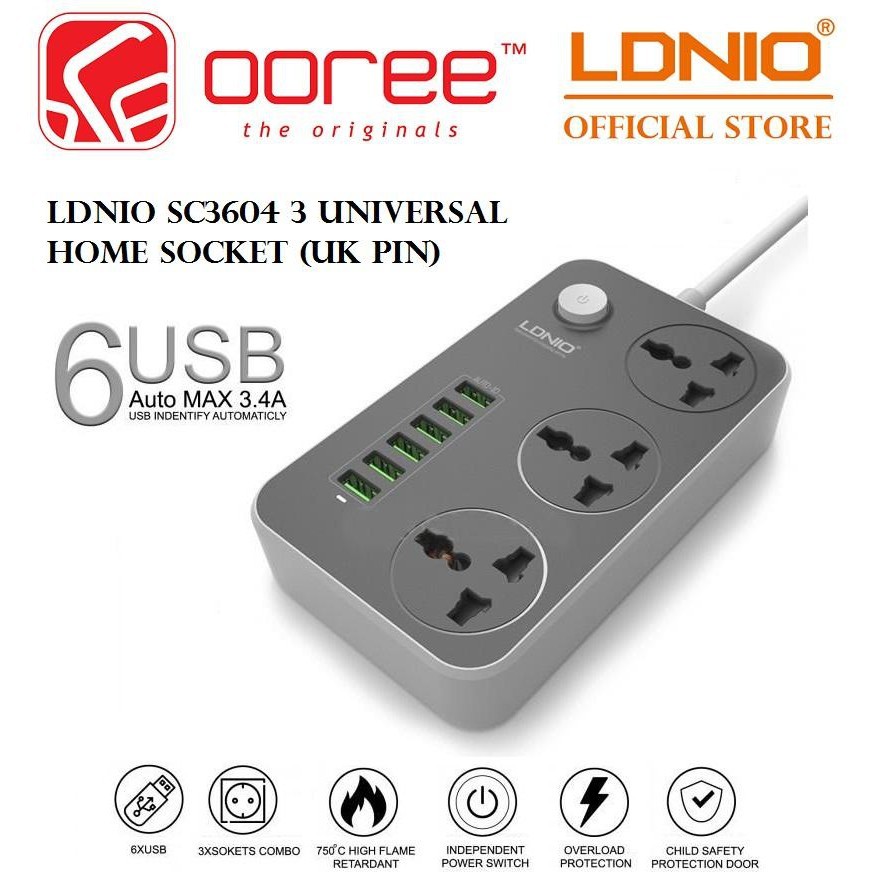 MH - Travel Charger Ldnio 6usb 3.4a - Traveling Socket dan Charger Ldnio