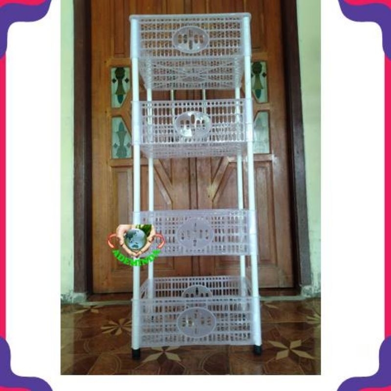 Rak 4 Susun, Rak Keranjang Plastik,Keranjang Susun,Rak Plastik Murah,Tempat Barang Jualan ,Wadah