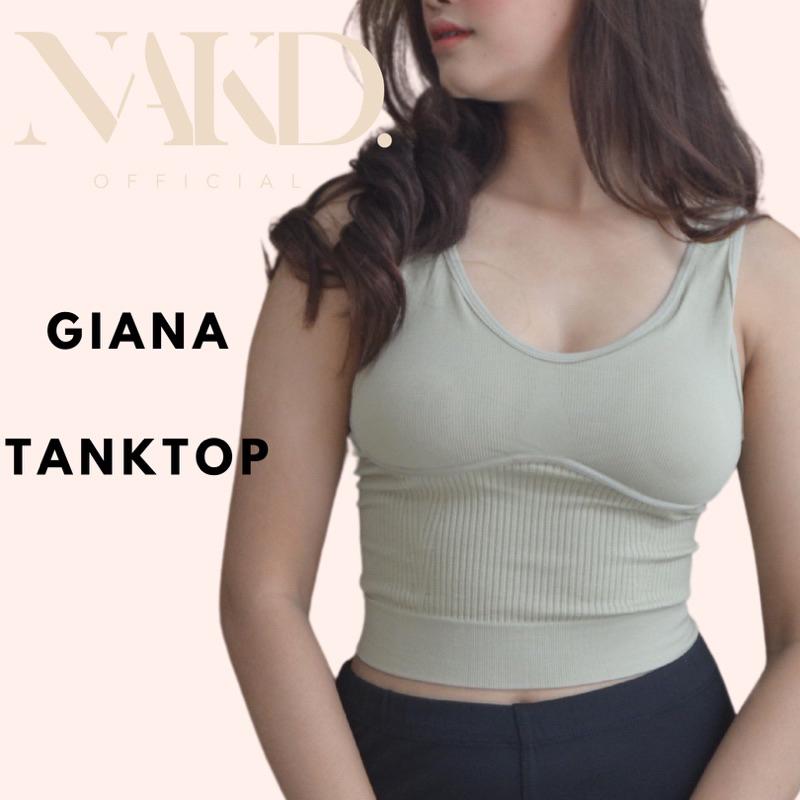 NAKD Giana Tanktop Bra Wanita Basic Polos Panjang Olahraga Kaos Singlet Tali Lebar