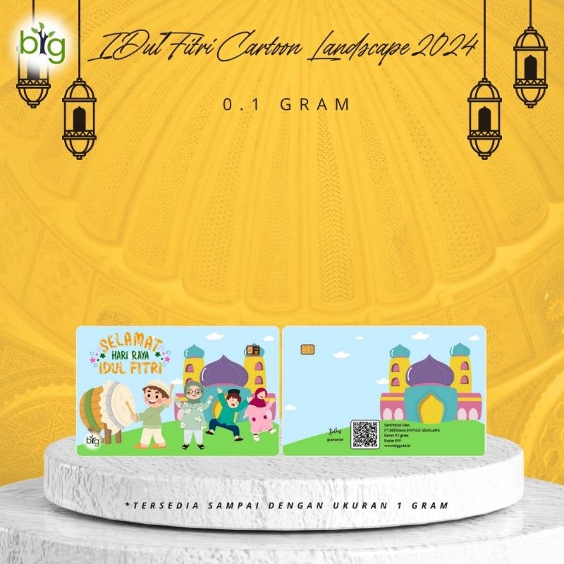 Emas Logam Mulia 24K BIG Gold 0,1 Gram , Edisi Idul Fitri Ramadhan Lebaran Eid Mubarak New