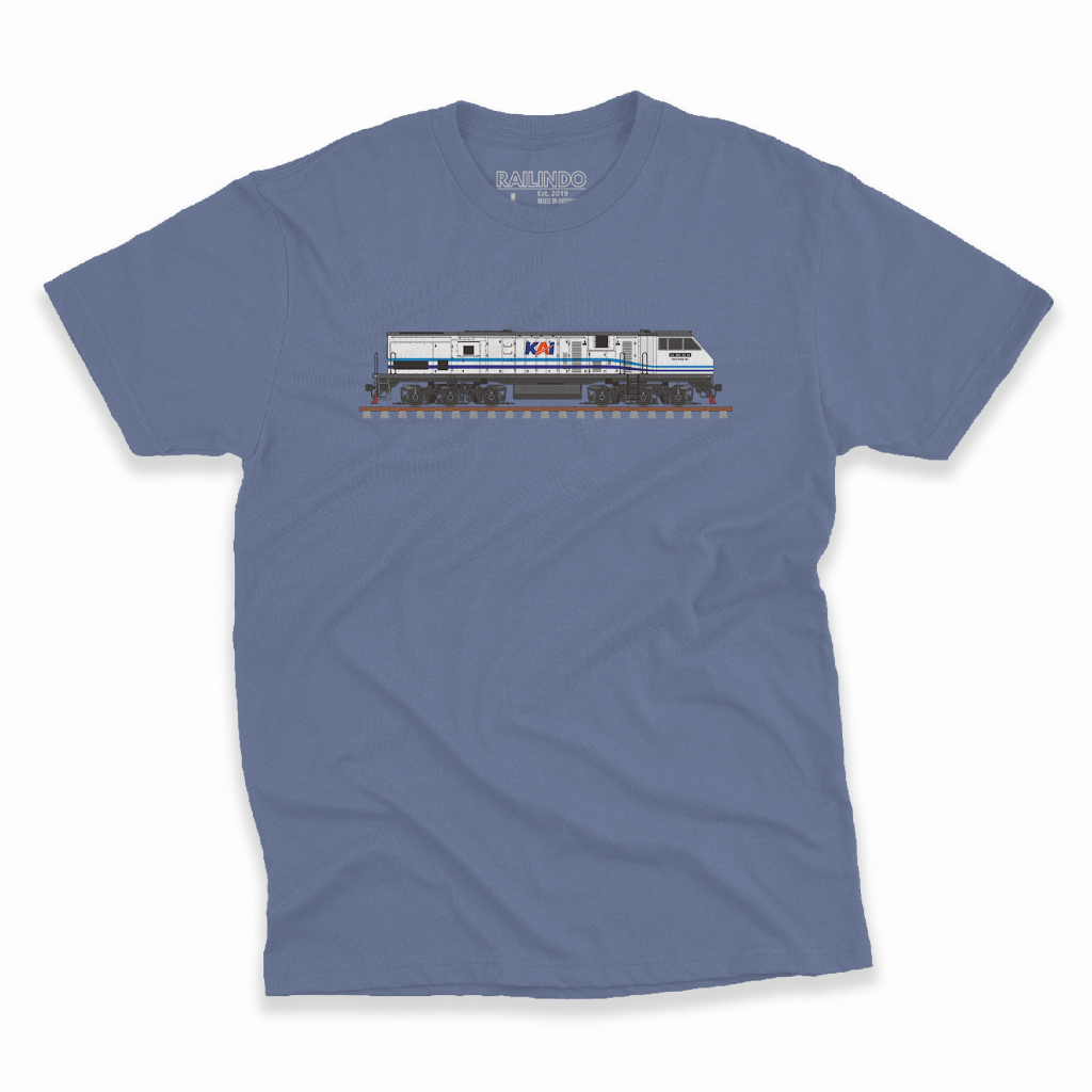 Railindo - Kaos Dewasa Kereta Api Lokomotif Putih Biru / WNB - CC 203 02 03 SDT