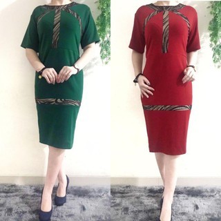 Dress kombinasi Brokat Scuba Premium