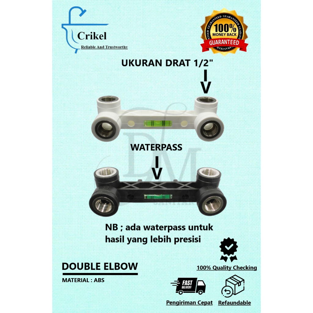 SAMBUNGAN INSTALASI WATER HEATER PIPA PP-R DOUBLE KNEE DRAT DALAM