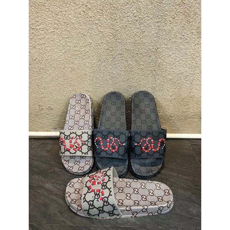 SANDAL GUCCI ANIMAL ABU HITAM PRIA ORIGINAL 100%