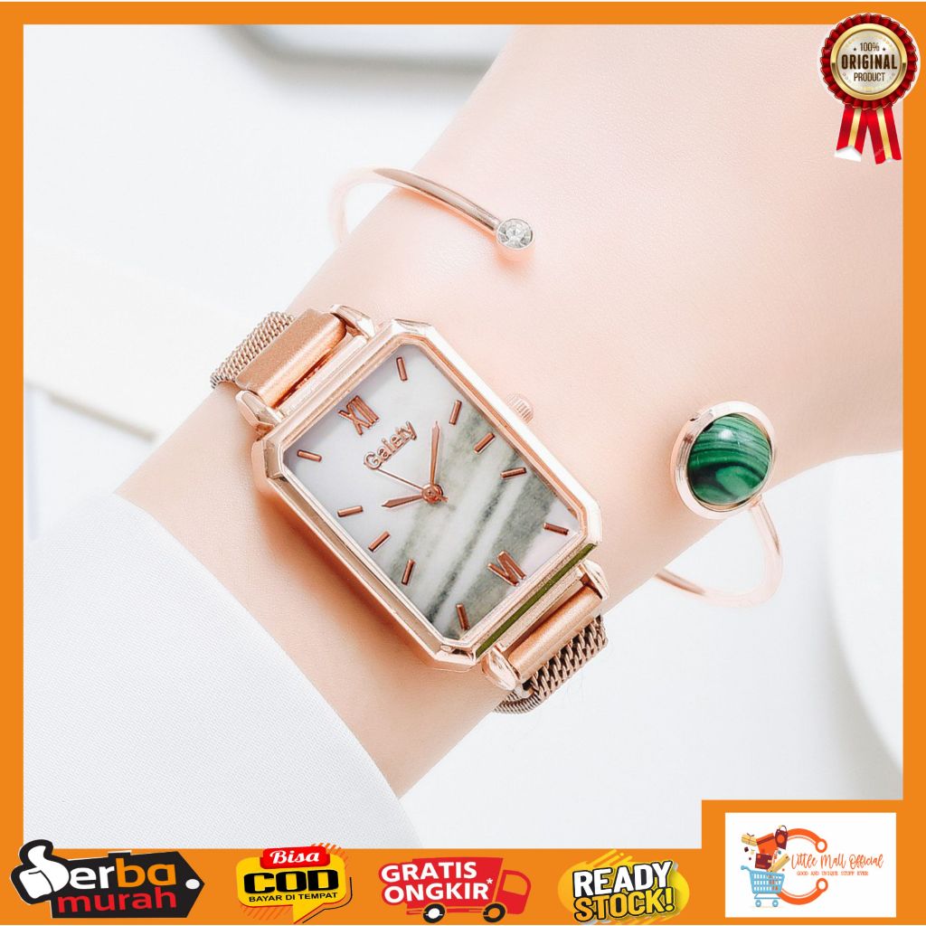 Little Mall JAM TANGAN WANITA RANTAI PASIR MAGNET PREMIUM JAM TANGAN WANITA KOTAK RANTAI GOLD JAM TA