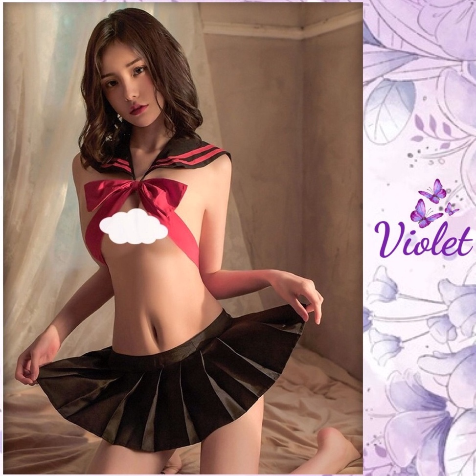 BEST SELLER Violet Lingerie Seksi Kostum Cosplay School Girl Lingerie Costume Suit Erotis 12