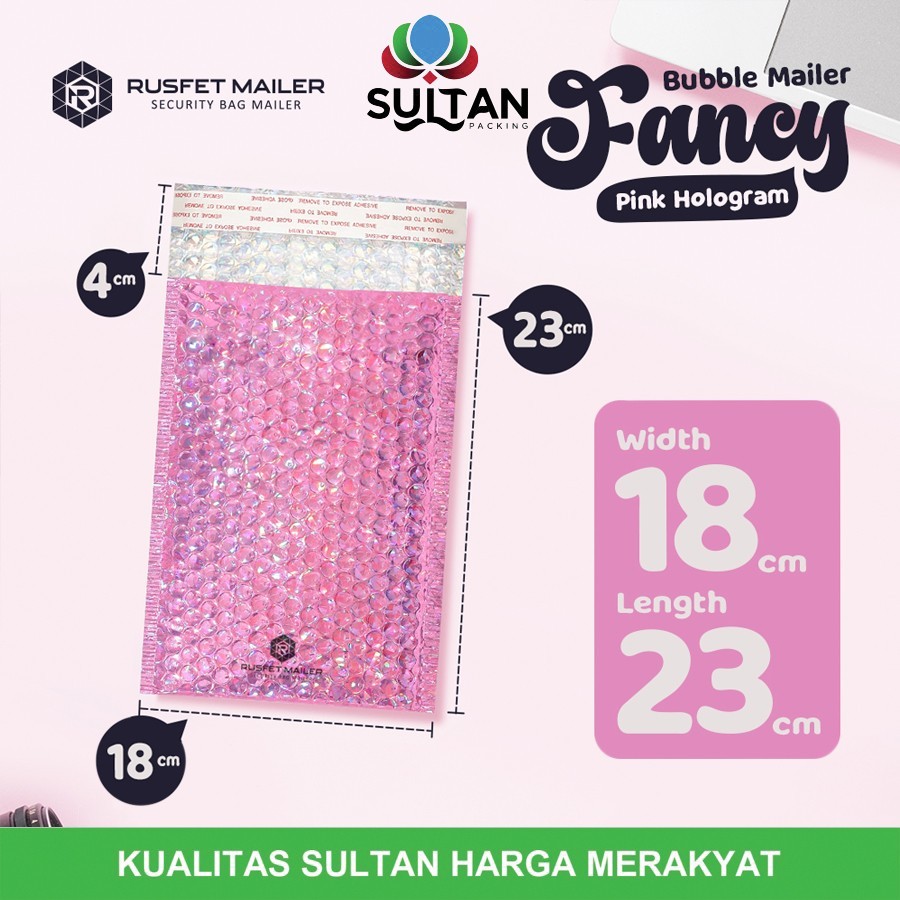 

AMPLOP BUBBLE MURAH|BUBBLE PACKING|BUBBLE MAILER PINK HOLOGRAM 18x23