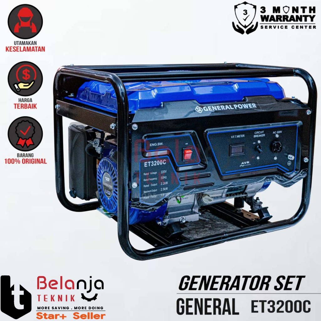 General Mesin Generator Set ET 3200 CE Genset Bensin 2200 Watt ET3200