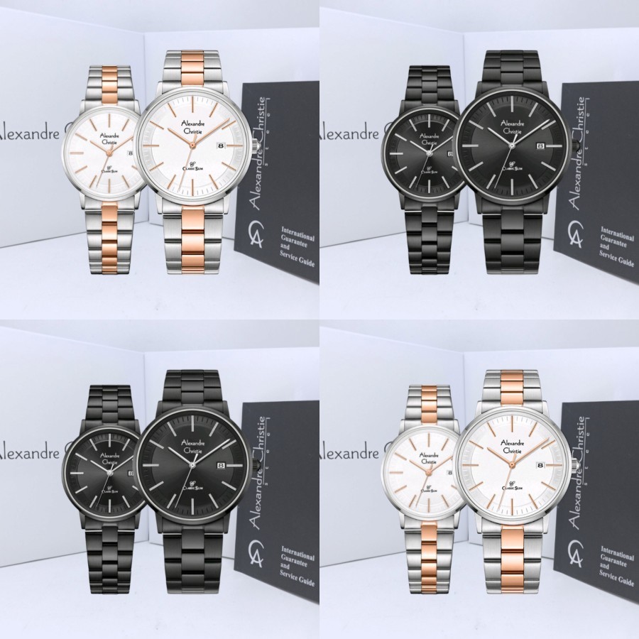 JAM TANGAN COUPLE ALEXANDRE CHRISTIE AC 8694 AC8694 RANTAI ORIGINAL
