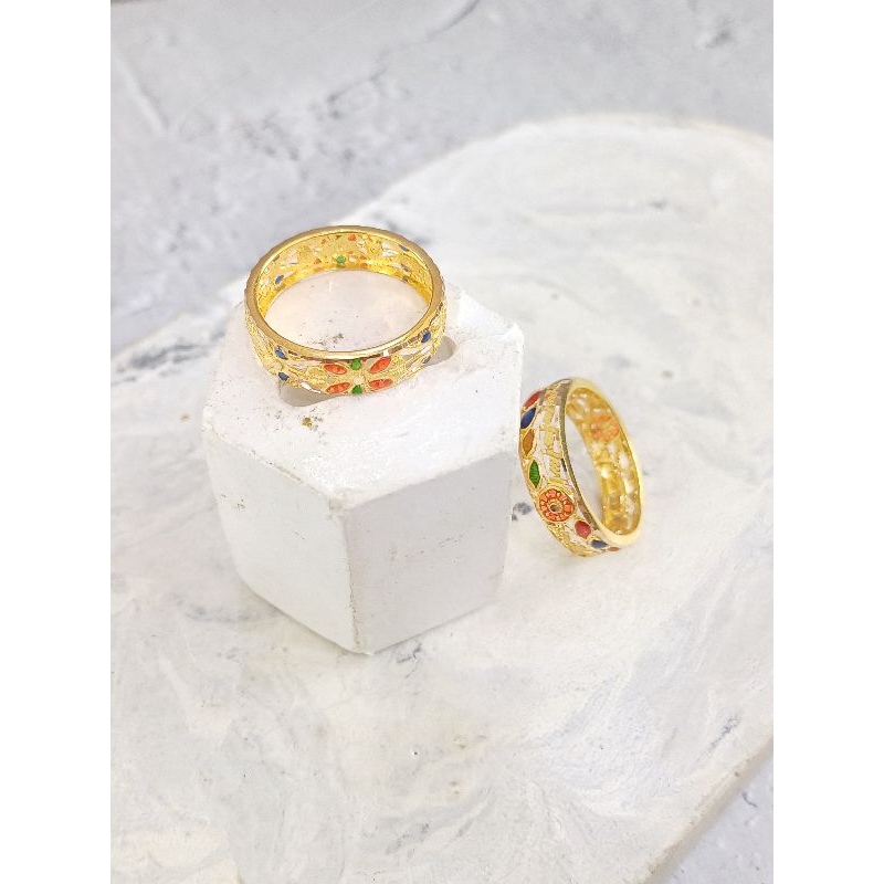 Cincin ring kopong model dubai Emas Asli 8K