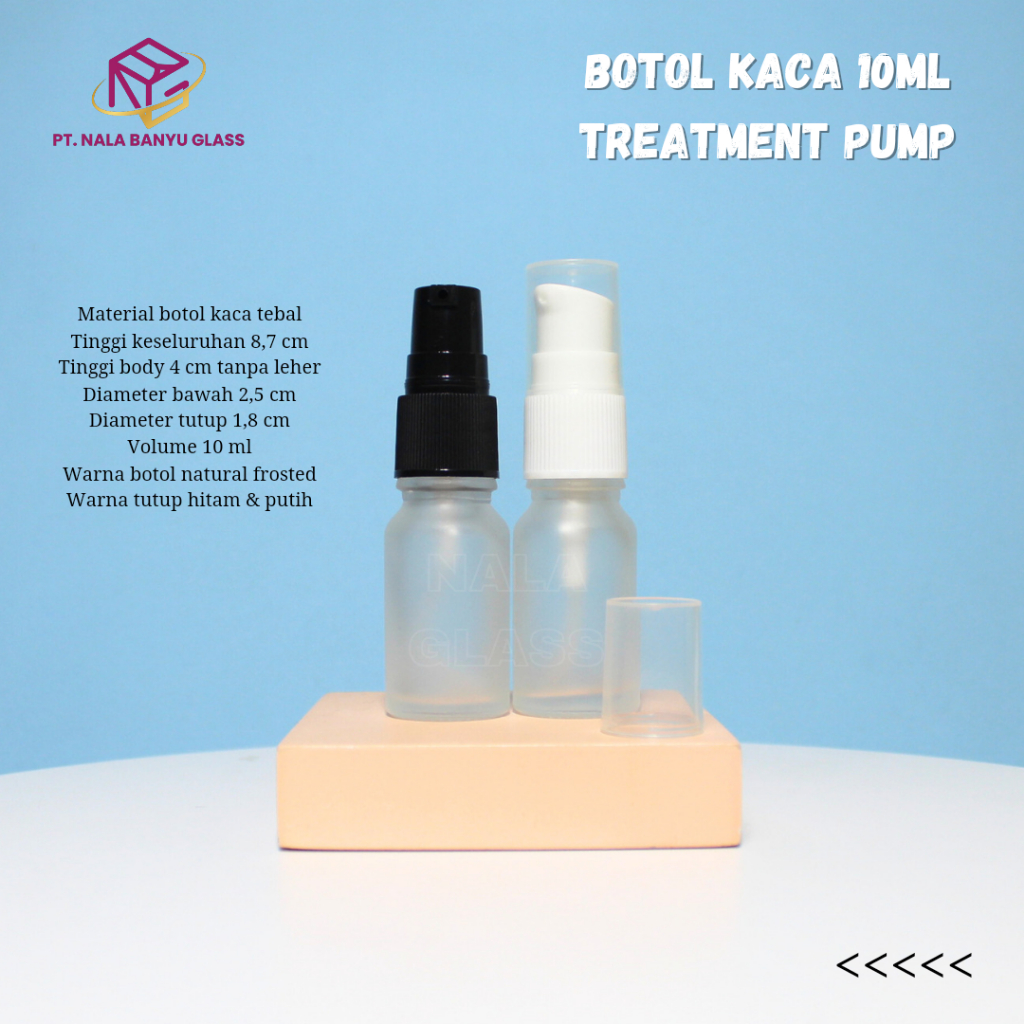 botol kaca 10ml pump / botol kaca 10ml bening doff pump