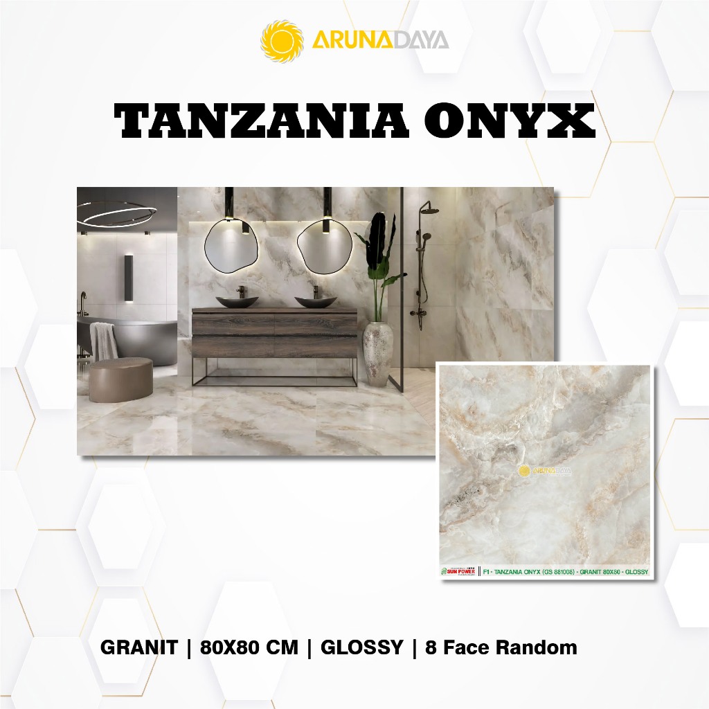 LANTAI GRANIT GLOSSY SUNPOWER - TANZANIA ONYX UKURAN 80X80CM