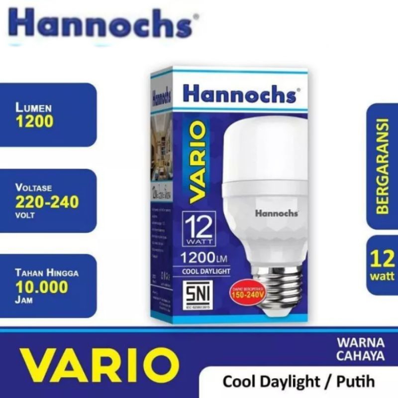 LAMPU LED HANNOCHS 12 WATT VARIO, LED T BULB HANNOCHS 12 WATT BERGARANSI