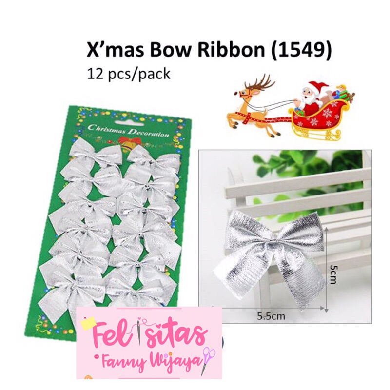 

X'masbow ribbon pitahiasan natal isi 12 perpack barangflorist 1549-ATB