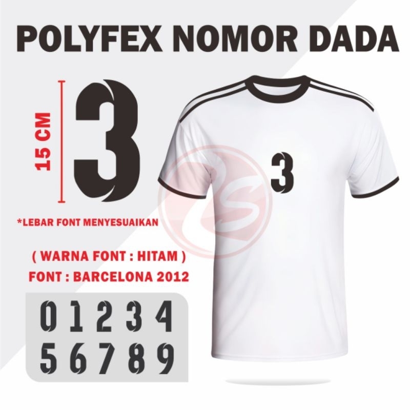Nomor DADA baju olahraga nomor poliflex dada stiker polyflex pvc sablon satuan per digit