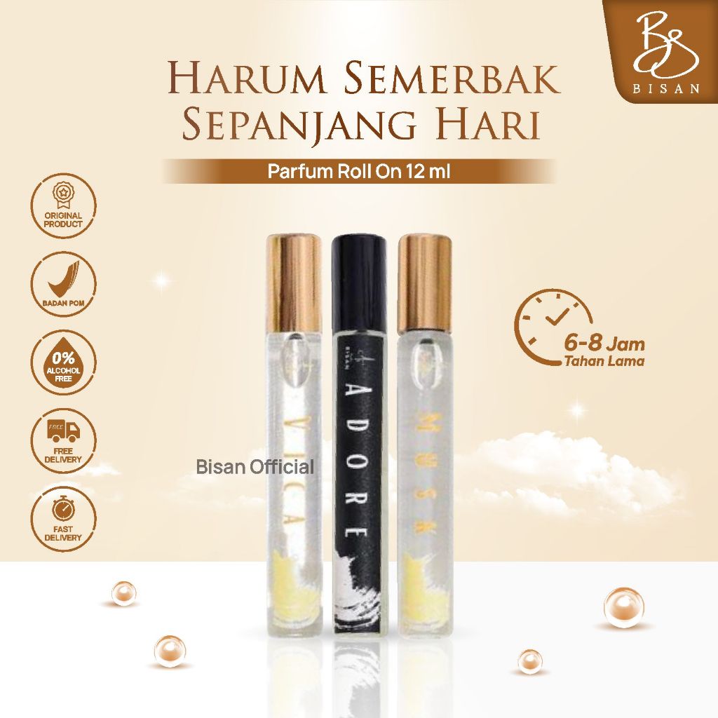 Bisan Official - Eu De Parfume Amelia Minyak Wangi Unisex Roll On EDP Adore Musk Vica 12 ML