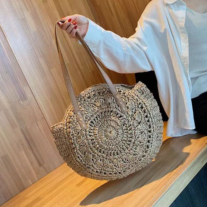 NEW PRODUCT CODINS STYLE HOLIDAY BAG NEW KOREAN STYLE 2024 BEACH WICKER BAG ROUND BAG HOLLOW BAG