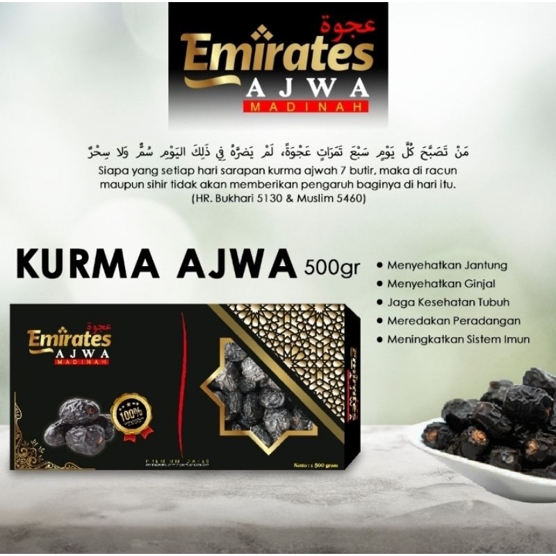 

Kurma Ajwa 500 gram Asli 100% Original Kurma Nabi Premium Emirates Madina