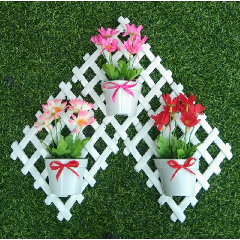 Bunga Hias Daisy Mini Pot Dinding Wajik / Bunga Hias Mini Pot Tempel Wajik