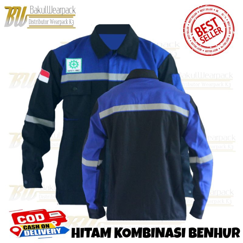 BAJU WEARPACK SAFETY ATASAN / WEARPACK SAFETY ATASAN / LENGAN PANJANG / HITAM BENHUR