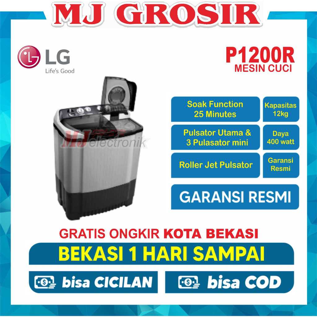 MESIN CUCI LG WP 1200 R 12KG 2 TABUNG 1200R LOW WATT