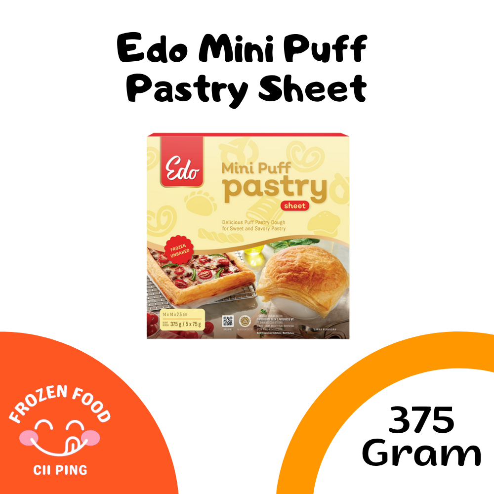 

Edo Mini Puff Pastry Sheet 375 Gr Kulit Pastry Zuppa Frozen Siap Pakai