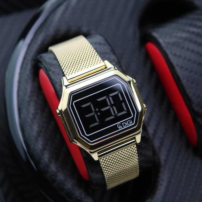 Jam tangan Wanita Alexandre christie 9222L tali pasir kotak digital original