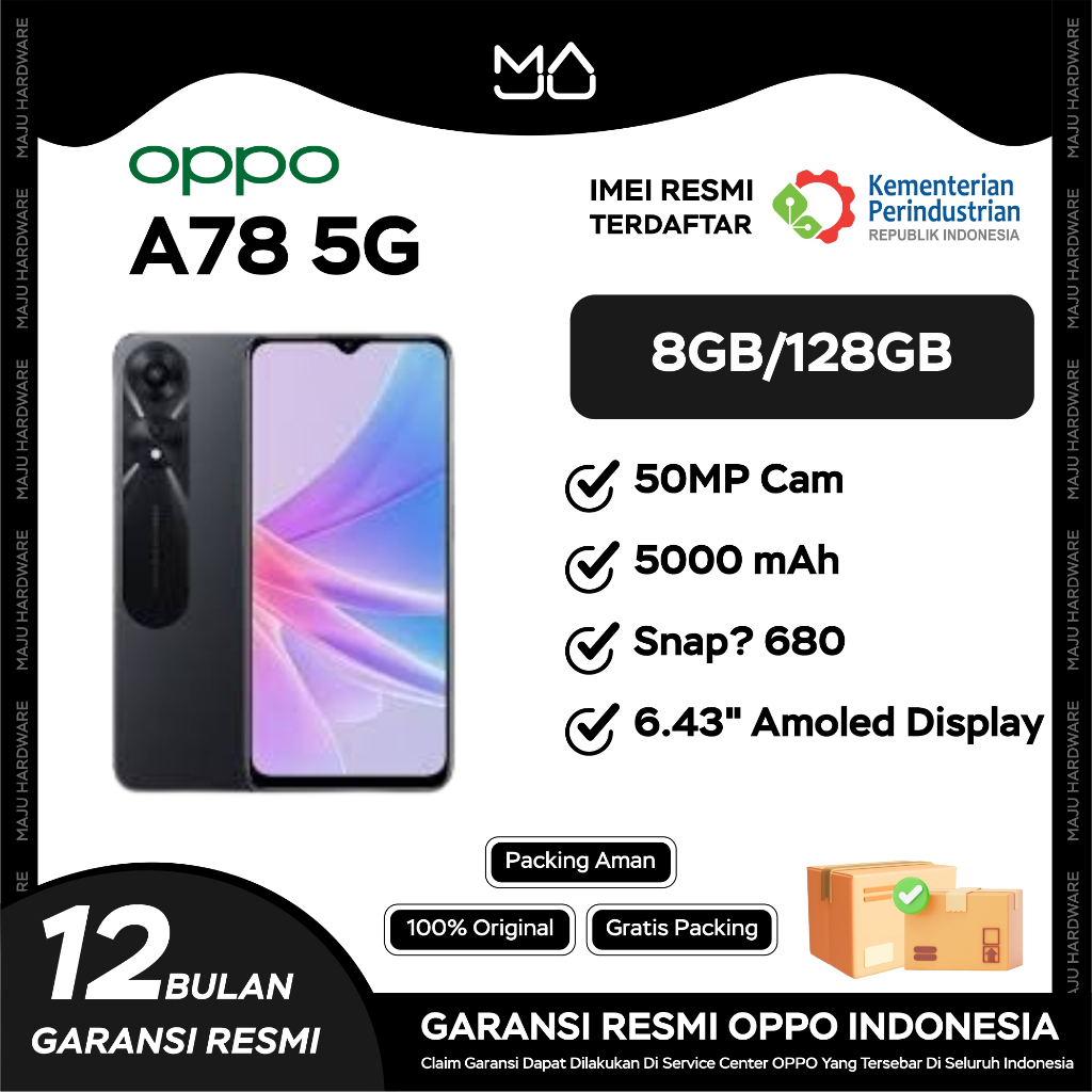 OPPO A78 5G Ram 8GB/128GB Smartphone - Garansi Resmi