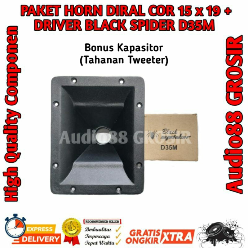 PAKET HORN DIRAL 15X19 + DRIVER TWEETER BLACK SPIDER D 35 M