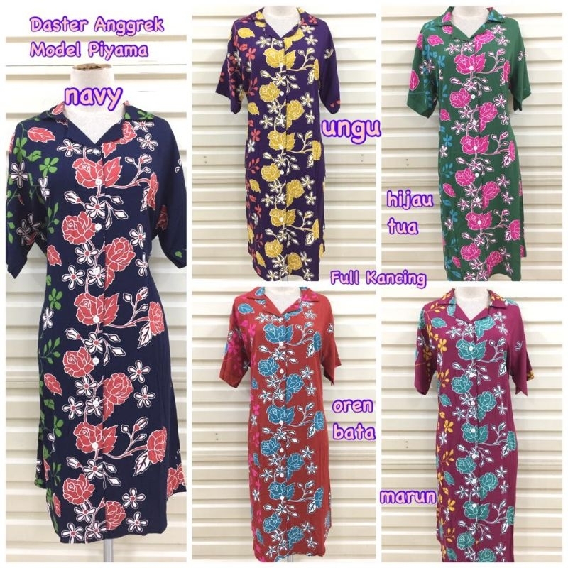 Daster Anggrek Kode A 1165 Model Piyama | Baju tidur Rumah Batik Katun Halus