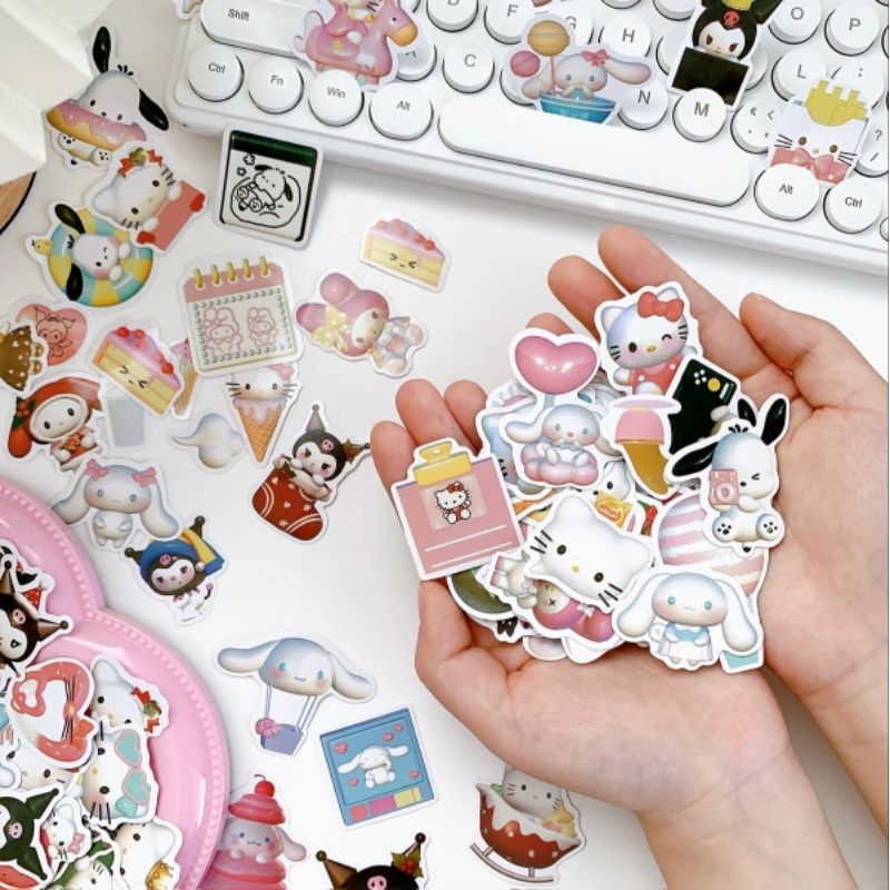 

100pcs Sticker 3D Sanrio Kuromi Lucu Stiker Dekor Botol HP Tahan Air