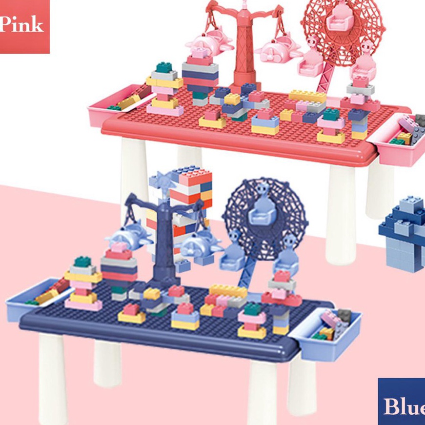 KI3 FUNNY69pcs Mainan Balok Susun Theme Park Mini Set Meja  Mainan Susun Balok
