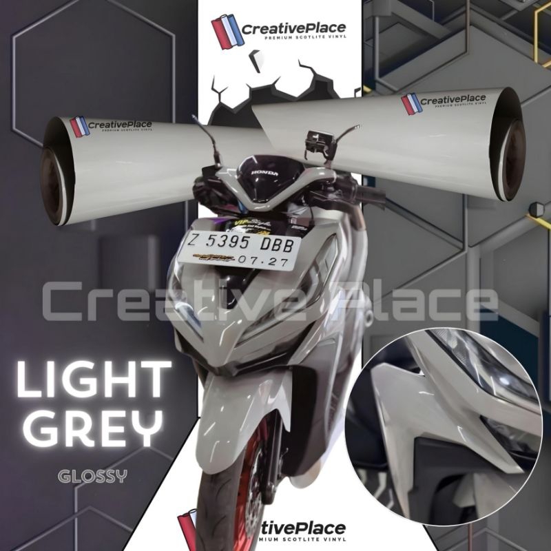 sticker skotlet motor warna light grey glossy premium / scotlite abu abu muda mengkilap premium / sk
