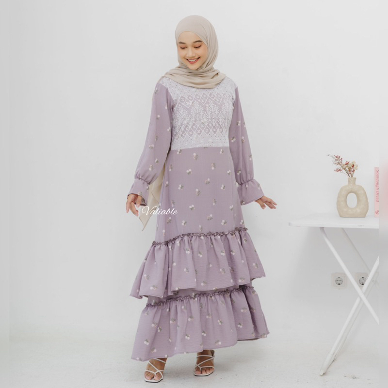 Shanum Pattern Maxy Dress mix Brukat - Gamis Rempel Motif Panjang
