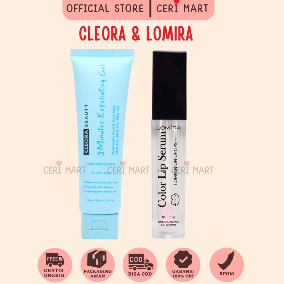 ART E27V CLEORA BEAUTY EXFOLIATING GEL SERUM BIBIR LOMIRA  TERDAFTAR BPOM  LOMIRA LIP SERUM  SERUM B
