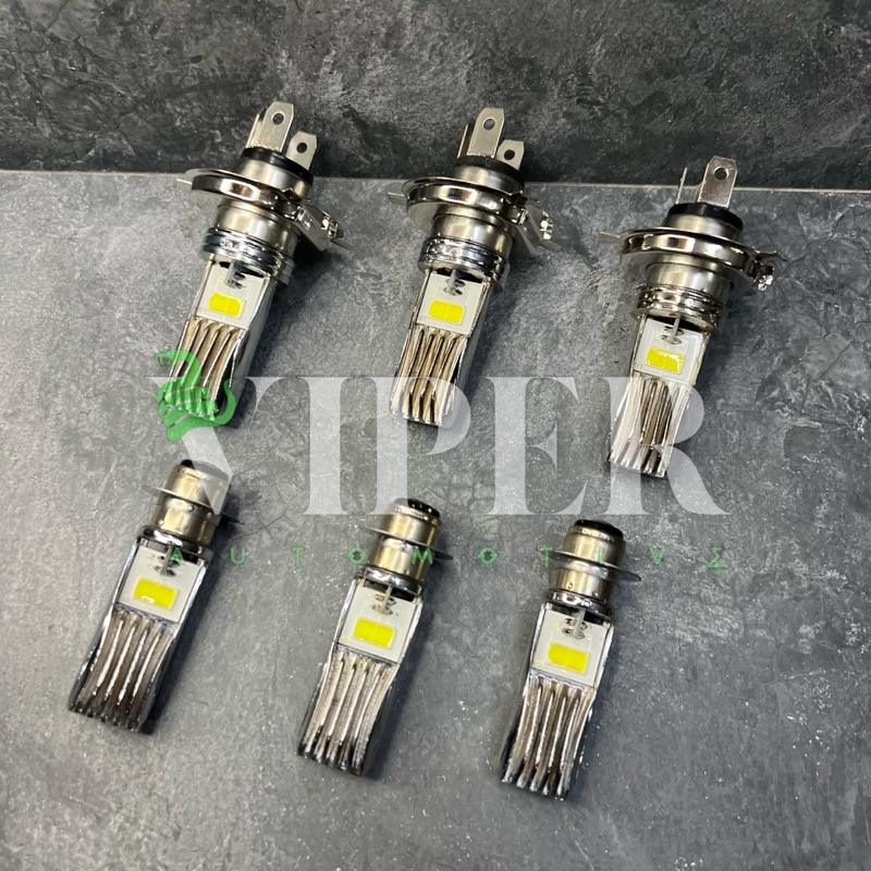 Bohlam LED Depan 2 mata Model Tyto AC DC Lampu Depan LED H4 kaki 3 Bola Lampu Depan LED H6 Grand Beb