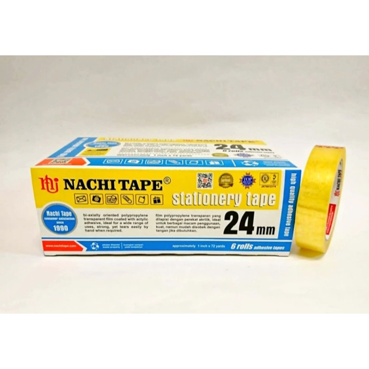 

ISOLASI ATAU STATIONERY TAPE YELLOW 24 MM 1 BOX ISI 6 PCS