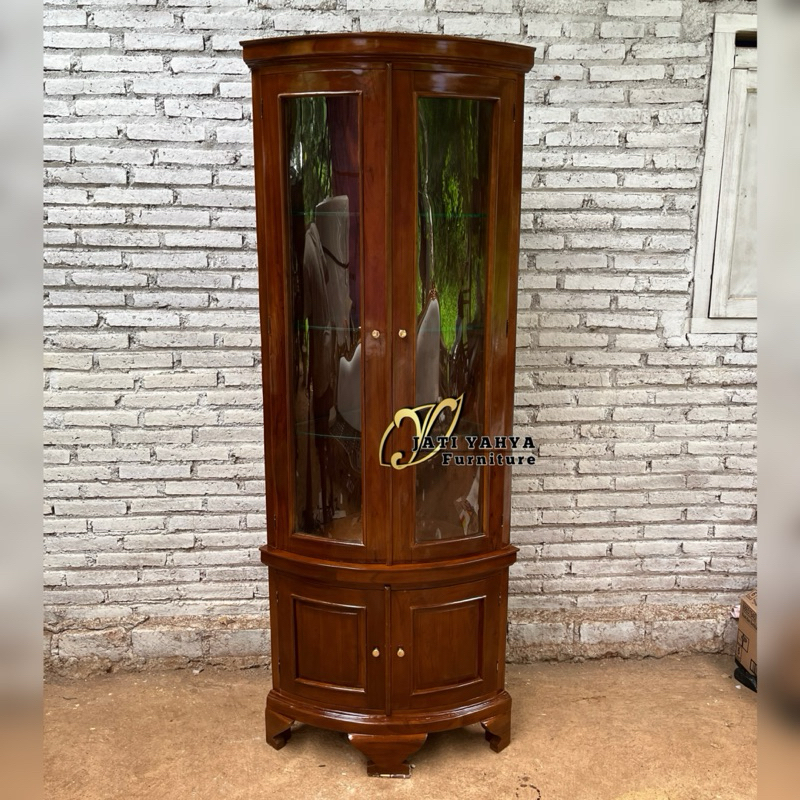 Lemari sudut jati minimalis Lemari hias minimalis Lemari boneka Lemari piala Bahan full kayu jati