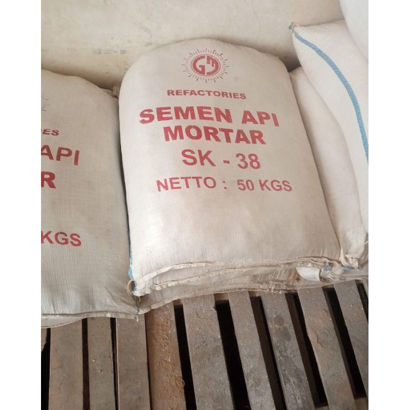 Semen Mortar SK-38, titik lebur 1850°c, eceran per 1 kg, Khusus untuk pemasangan bata api