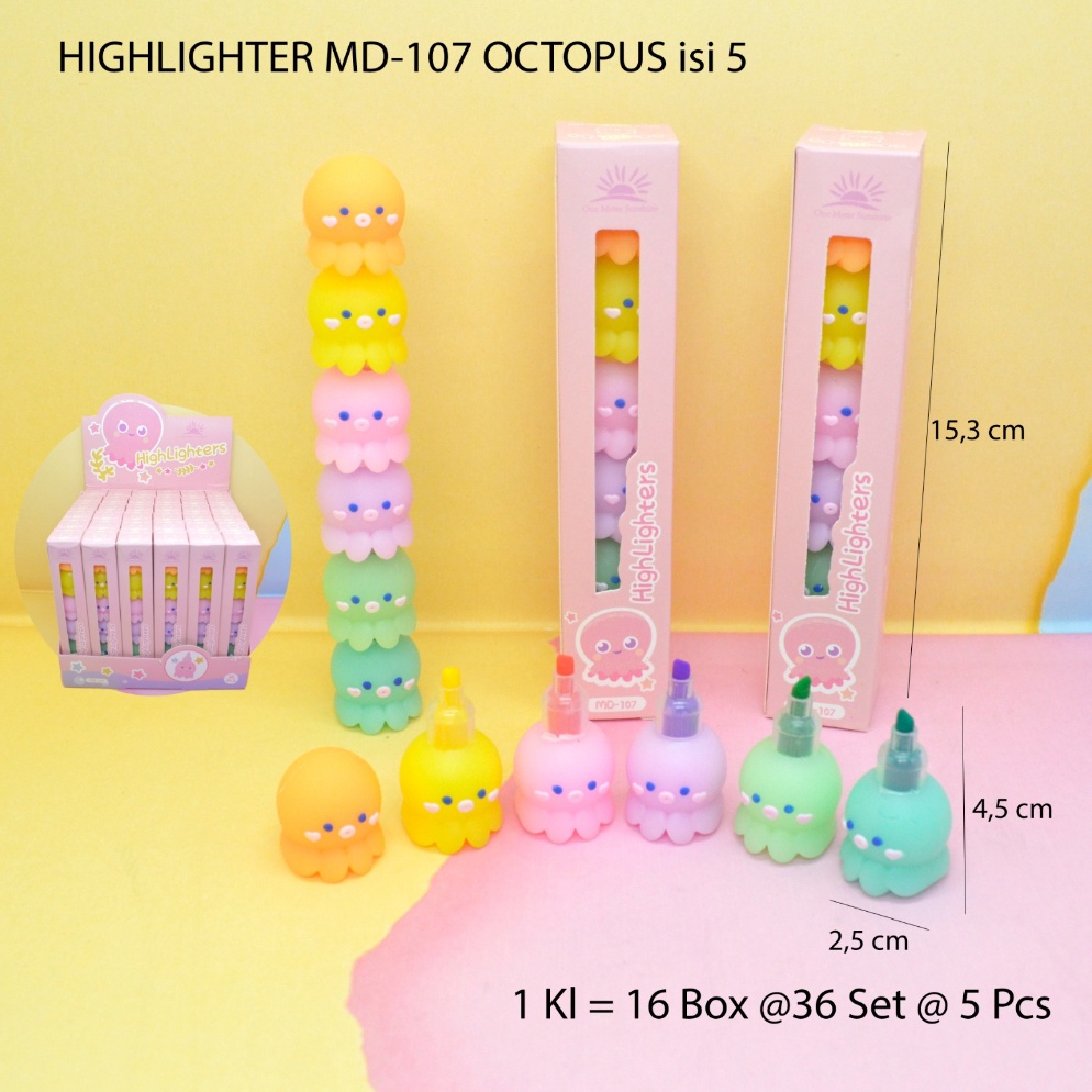 

Dijual highlighter cumi 2 octopus 5 warna fancy benny 42