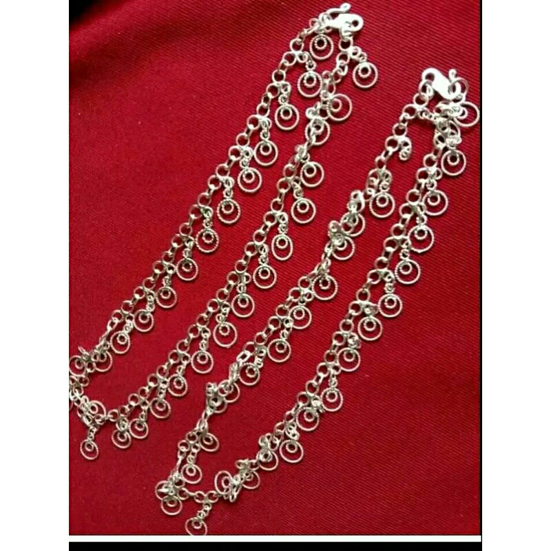 perak asli 100% murni gelang kaki india