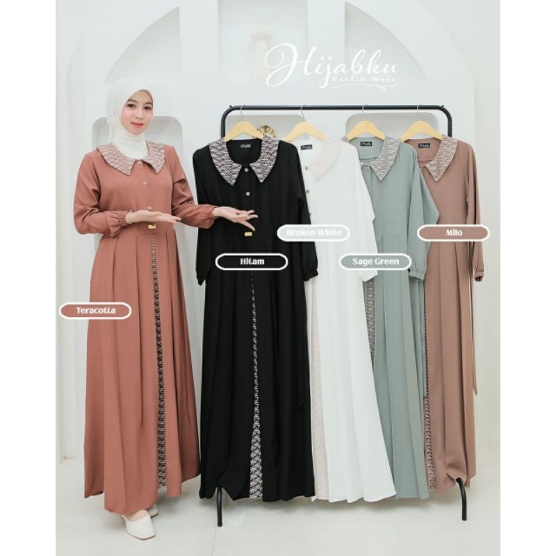 GAMIS ERMA DRES BY HIJABKU / LENGAN KARET /KANCING AKTIF