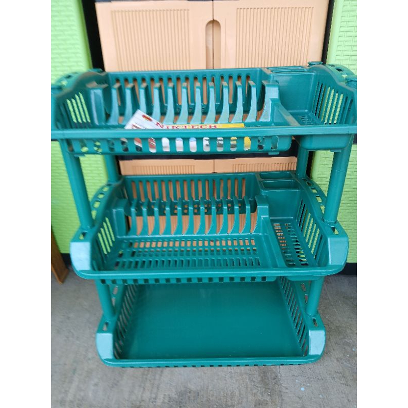 RAK PIRING PLASTIK JUMBO SUSUN 3 TEBAL NTH MURAH / RAK PIRING JUMBO